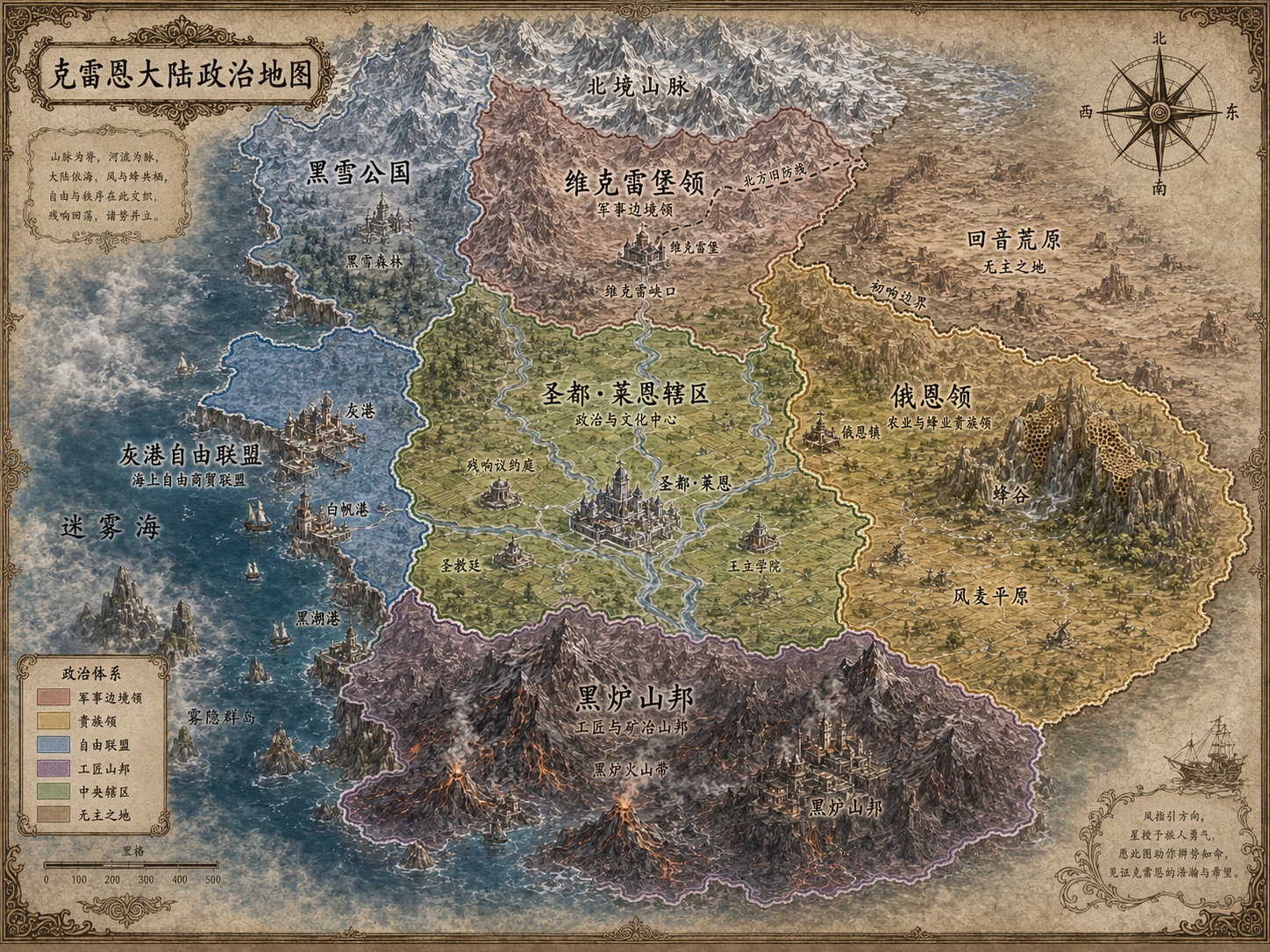克雷恩大陆政治地图